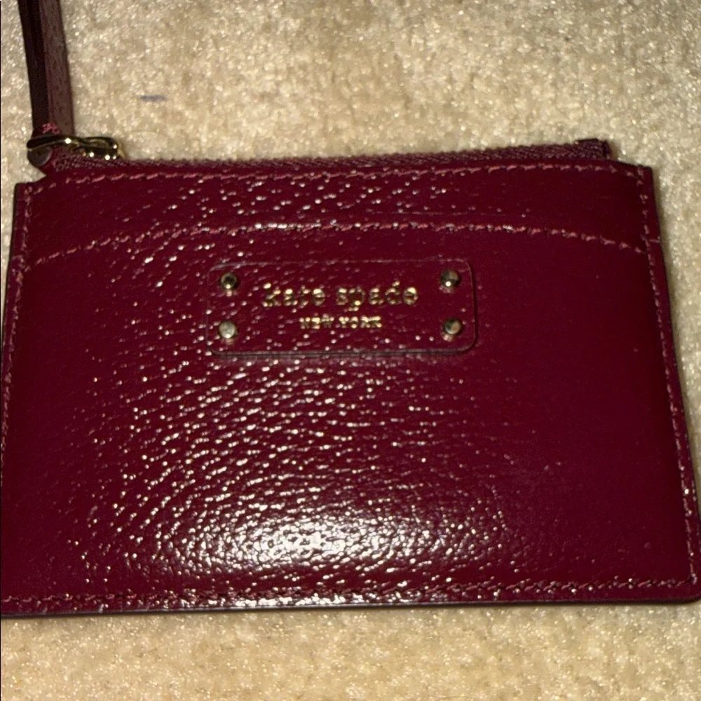 NWT Kate Spade small zip cherrywood Card Holder